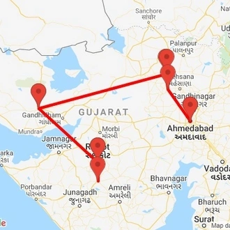 tourhub | Agora Voyages | Ahmedabad, Little Rann Of Kutch & Rajkot Tour | Tour Map