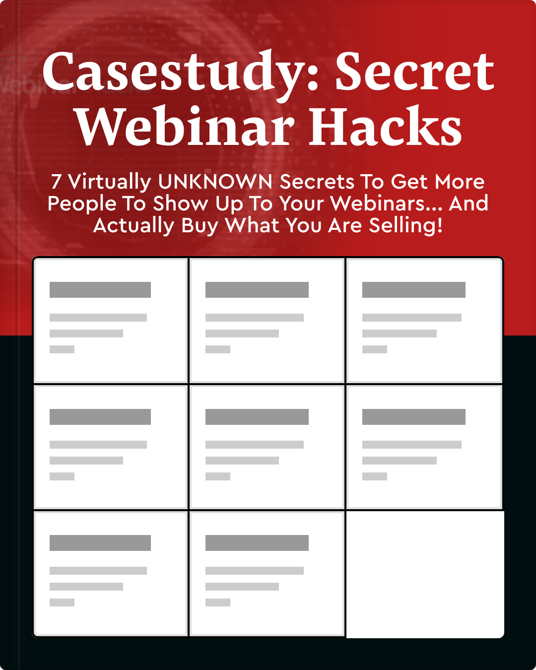 screenshot of secret webinar hacks Onepager page