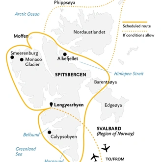 tourhub | Quark Expeditions | Spitsbergen In Depth: Big Islands, Big Adventure | Tour Map