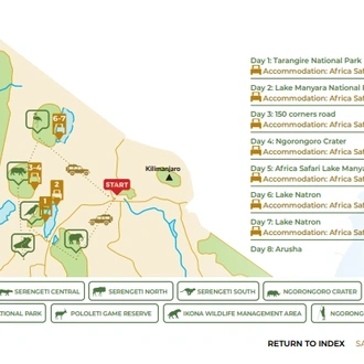 tourhub | Beach and Safari Holidays | Tanzanian Splendours: From Wildlife to Wonders | Tour Map