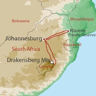 tourhub | World Expeditions | Drakensberg Walking Tour | Tour Map
