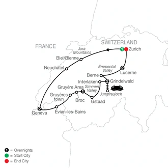 tourhub | Globus | Spectacular Switzerland | Tour Map