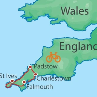 tourhub | Walkers' Britain | Cornish Cycle Tour | Tour Map
