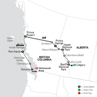 tourhub | Cosmos | Western Canada with Inside Passage | Tour Map