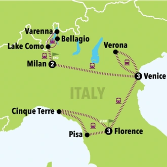 tourhub | Italy on a Budget tours | Let's Go North | Tour Map