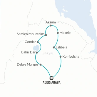 tourhub | Bamba Travel | Ethiopia Historical Route Adventure 12D/11N | Tour Map