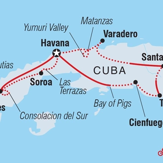 tourhub | Intrepid Travel | Cycle Cuba | Tour Map