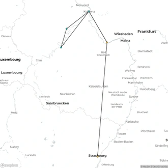 tourhub | CroisiEurope Cruises | New Year on the romantic Rhine and the picturesque Moselle (port-to-port cruise) | Tour Map