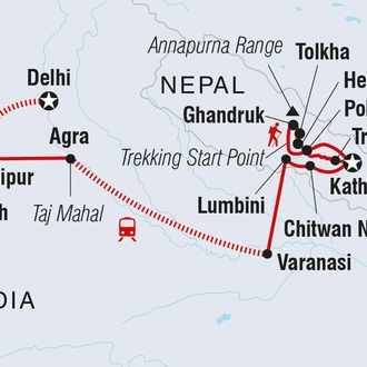 tourhub | Intrepid Travel | Epic India to Nepal | Tour Map