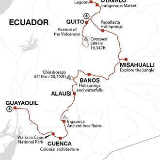 tourhub | Explore! | Ecuador - Andes to Amazon | Tour Map