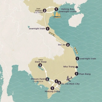 tourhub | Topdeck | Delve Deep: Vietnam & Cambodia 2024-25 | Tour Map