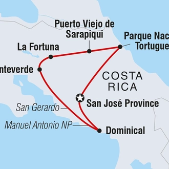 tourhub | Intrepid Travel | Best of Costa Rica Family Holiday | Tour Map