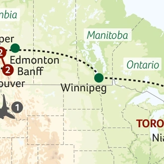 tourhub | Titan Travel | Trans Canadian Rail Odyssey | Tour Map