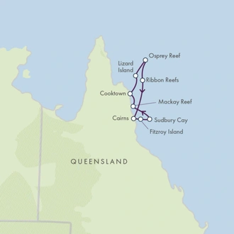 tourhub | Exodus | Outerknown Adventures on the Great Barrier Reef Cruise – Premium Adventure | Tour Map