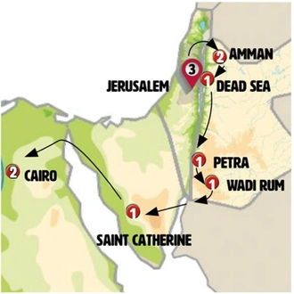 tourhub | Europamundo | Classical Jerusalem, Jordan and Cairo | Tour Map