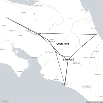 tourhub | Today Voyages | Costa Rica Program + Ext Manuel Antonio | Tour Map