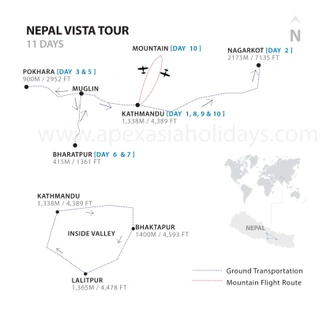 tourhub | Apex Asia Holidays | Nepal Highlight Kosher Tour | Tour Map