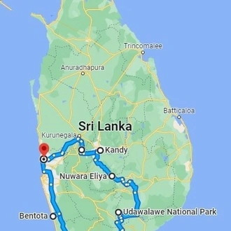 tourhub | Sign of Lanka | 7 Nights 8 Days-Muslim Halal tour with Udawalawe National Park & Beach | Tour Map
