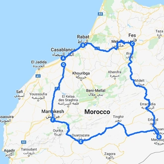 tourhub | Morocco Private Tours | 9 Days in Morocco (Marrakech Focus) | Tour Map