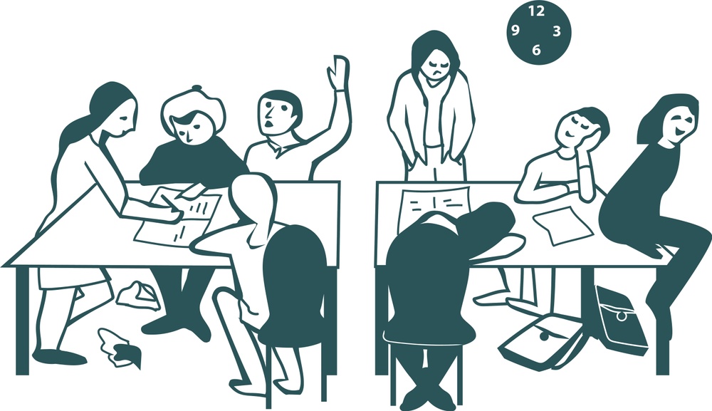 Elever i grupparbete i klassrum