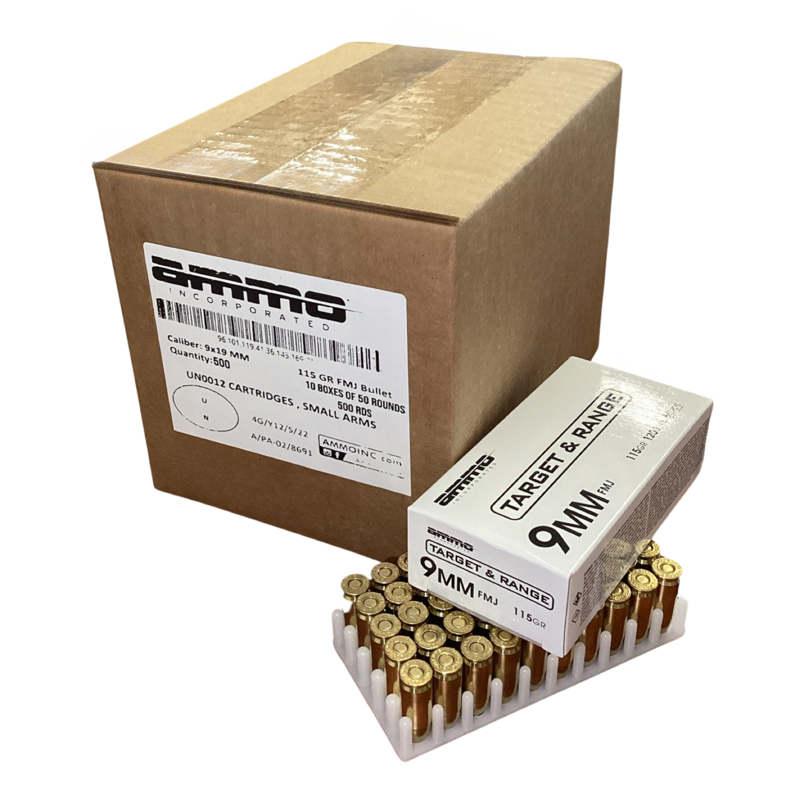Ammo Inc 9mm 115 Grain FMJ - 500 Round case-img-0