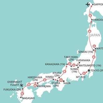 tourhub | Wendy Wu | Japan by Rail | Tour Map