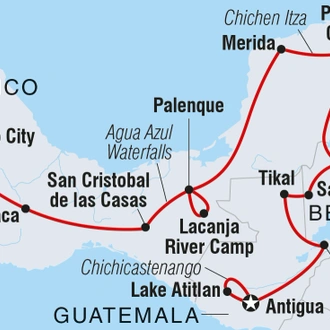 tourhub | Intrepid Travel | Epic Mexico, Belize & Guatemala | Tour Map