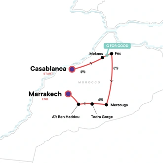 tourhub | G Adventures | Solo-ish Morocco | Tour Map