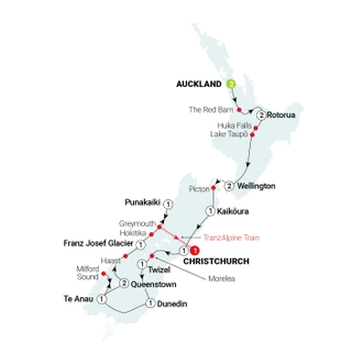 tourhub | AAT Kings | New Zealand Uncovered | Tour Map