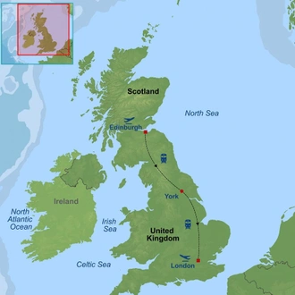 tourhub | Indus Travels | Edinburgh York and London by Rail | Tour Map