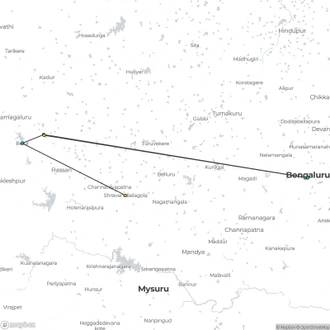 tourhub | Agora Voyages | Bangalore to Belur and Halebeedu | Tour Map