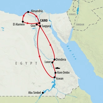 tourhub | On The Go Tours | Alexandria, Classical Egypt & Nile Cruise - 14 Days | Tour Map