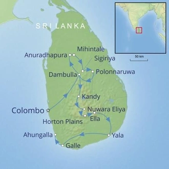 tourhub | Cox & Kings | Sri Lanka: The Enchanted Island | Tour Map