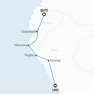 tourhub | Bamba Travel | Lima to Quito Travel Pass | Tour Map