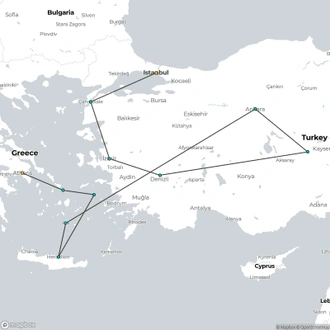 tourhub | ESKAPAS | Best of Greece and Turkey with 3-day Cruise | Tour Map