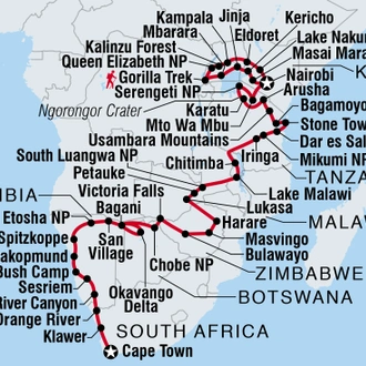 tourhub | Intrepid Travel | Africa Encompassed Northbound | Tour Map