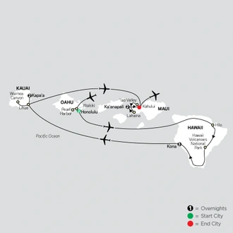 tourhub | Cosmos | Hawaiian Islands | Tour Map