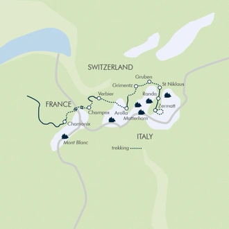 tourhub | Exodus | Mont Blanc to the Matterhorn | Tour Map
