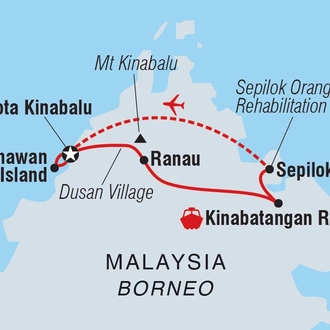 tourhub | Intrepid Travel | Borneo Family Holiday Comfort | Tour Map