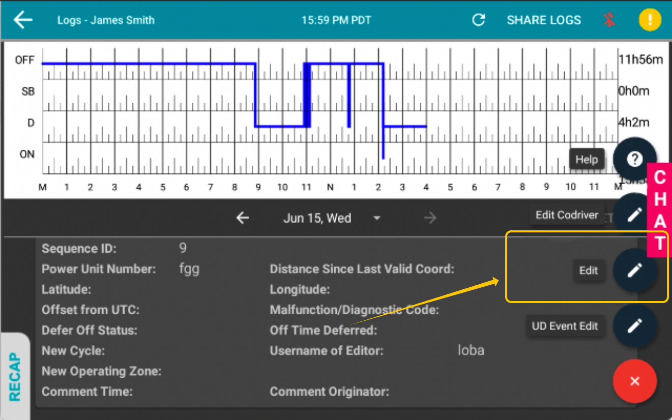 Editing Hours-of-Service Logs - Switchboard Driver Application