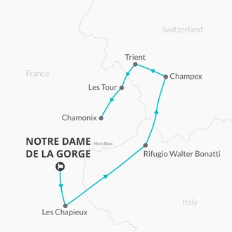 tourhub | Bamba Travel | Express Tour du Mont-Blanc 5D/4N | Tour Map