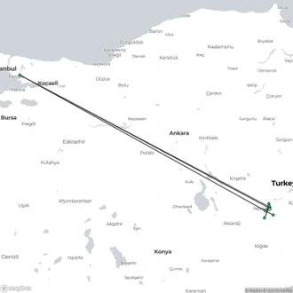 tourhub | Curio Travel | 2 Day and 1 Night Cappadocia Tour from Istanbul | Tour Map