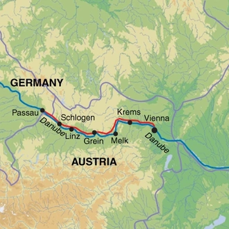 tourhub | Exodus Adventure Travels | Self-Guided Cycling on the Danube from Passau to Vienna | Tour Map