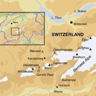 tourhub | Exodus Adventure Travels | Walking and E-biking in the Swiss Alps | Tour Map