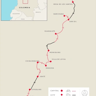 tourhub | SpiceRoads Cycling | Riding the Colombian Andes | Tour Map