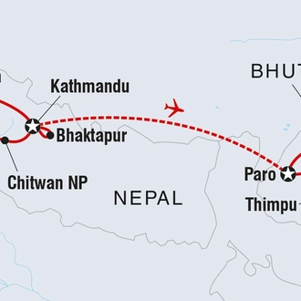 tourhub | Intrepid Travel | Nepal & Bhutan Journey | Tour Map