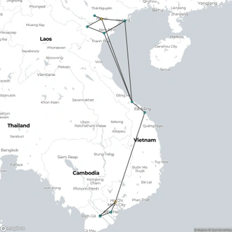 tourhub | Realistic Asia | 14 Days Inspiring Vietnam - Private Tour | Tour Map