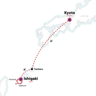 tourhub | G Adventures | Active Japan: Kyoto & Okinawa Island Hopping | Tour Map