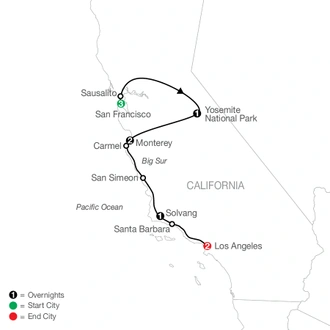 tourhub | Globus | California Classics | Tour Map