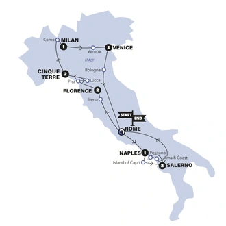 tourhub | Contiki | Simply Italy ( Winter) | Tour Map